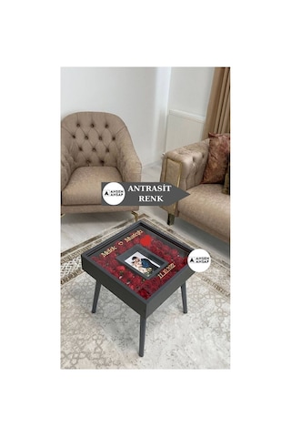 Ahsen Ahşap Fotoğraflı Anı Sehpası Antrasit3