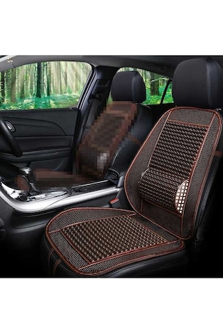 Novahub İmitasyon Ahşap Boncuk Yaz Araba Koltuk Minderi Kahve Serinleme, Kahve 50x105cm