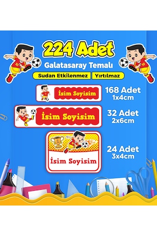 Galatasaray Futbol Temalı Okul Kreş Kişiye Özel İsim Etiket Seti - Model 285 Çok Renkli