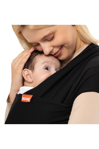 Noone Siyah Wrap Sling, Ergonomik Bebek Taşıma Şalı