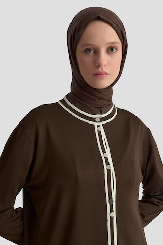 Armine Trend Biye Detaylı Triko Hırka Kahverengi 25kt501