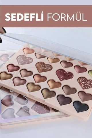 28'li Sedefli Shine Kalp Far Paleti - 2'li Set