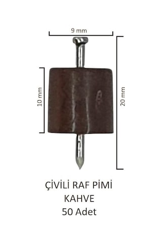 Çivili Raf Pimi Kahve 50 Adet Kahve