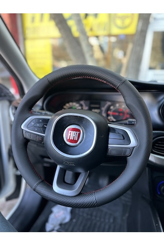 Fiat Egea Araca Özel Direksiyon Kılıfı Nokta Karbon Kırmızı Diki