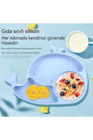 Çocuk Silikon Yemek Tabağı Dörtlü Set - Pembe Açık Pembe