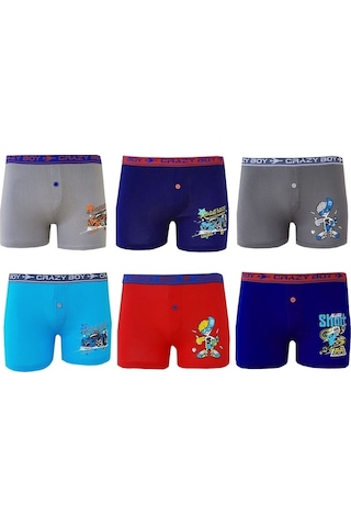Tutku 6Lı Erkek Çocuk Renkli Baskılı Boxer Külot