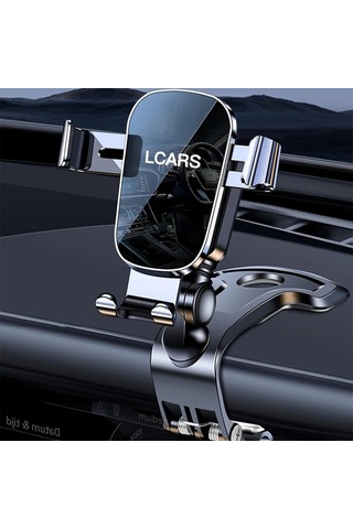 Boatshop1 Lcars Premium Gümüş Alaşımlı Ayna Araç Telefon Tutucu Geliştirilmiş Navigasyon Desteği Dönebilen Gösterge Paneli Montajı