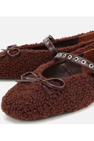 Hotiç Kadın Kahverengi Peluş Kürklü Zımbalı Babet 01ayh314660a480 01ayh314660a480 Kahverengi