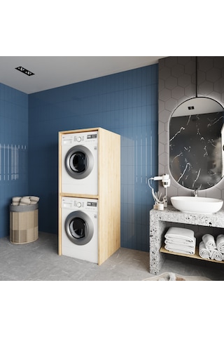 Babil Çamaşır Ve Kurutma Makinesi Dolabı Banyo Dolabı Meşe Meşe