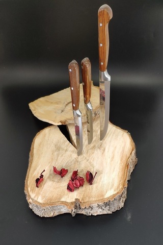 Sürmene 3'lü Mutfak Bıçak Seti Ultra Keskin Set Kahverengi