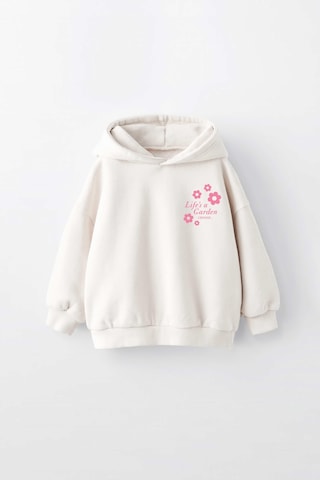 Kız Çocuk Lifes Garden Baskılı Kapüşonlu Manşetli Sweatshirt Krem
