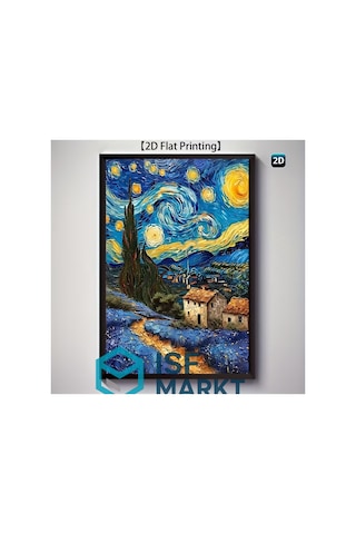Van Goagh Yıldızlı Gece Baskı Kanvas Tablo Çerçevesiz 40 60 Cm