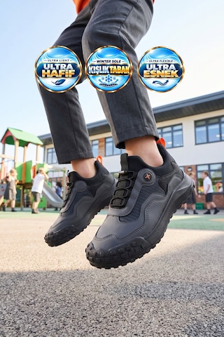Walkway Füme Konfor Tabanlı Lastik Bağcıklı Kauçuk Taban Erkek Çocuk Spor Ayakkabı Ryno 2029