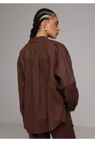Colin's Colins Boyfriend Fit Shirt Neck Düz Kadın Kahverengi Uzun Kol Gömlek Cl1078739 Q1.v2 Brw Kahverengi
