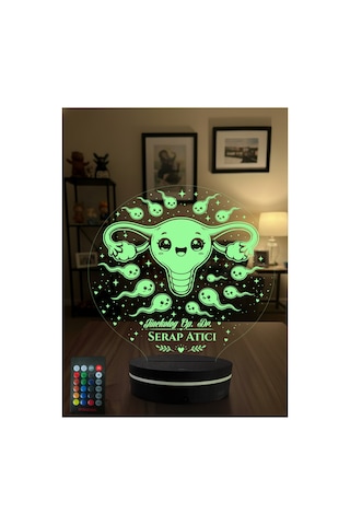 Kişiye Özel Jinekolog Doktorlara Özel 3d Led Gece Lambası Kadın Doğum Doktor Hediyesi İsim Yazılı Rgb Lamba