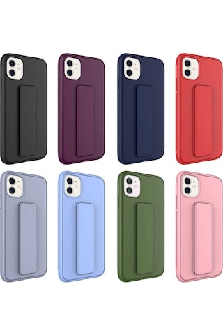 Apple Uyumlu iPhone 12 Kılıf Zore Qstand Kapak Lila