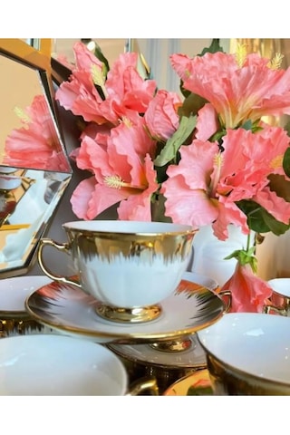 Çeyizci Çarşı Joyful Çay Ve Nescafe Fincanı Takımı Purebone-374 Gold