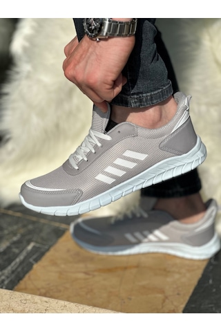 Günlük Erkek Sneaker Fileli Bağcıklı Rahat Esnek Dikiş Detaylı Yürüyüş Spor Ayakkabı 1453 Buz - Beyaz