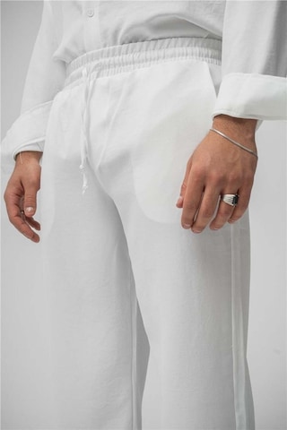 Erkek Oversize Rahat Kalıp Gömlek-pantolon Alt-üst Takım Beyaz