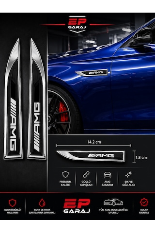Mercedes Amg Yan Çamurluk / Kapı Üstü Logo Trim Seti Premium Tasarım