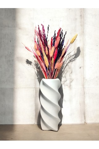 Spiral Model Vazo - 22 Cm Beyaz Vazo Beyaz