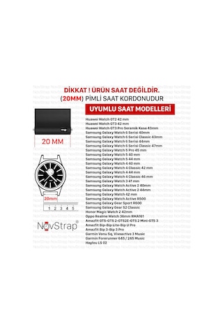 Novstrap Samsung Galaxy Watch 6 Seri 40-44mm Classic 43-47mm İle Uyumlu Kordon 20 Mm Soft Silikon