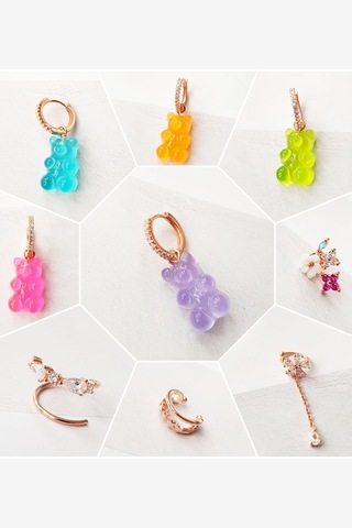 TEKLİ PEMBE JELİBON GÜMÜŞ KÜPE-5257