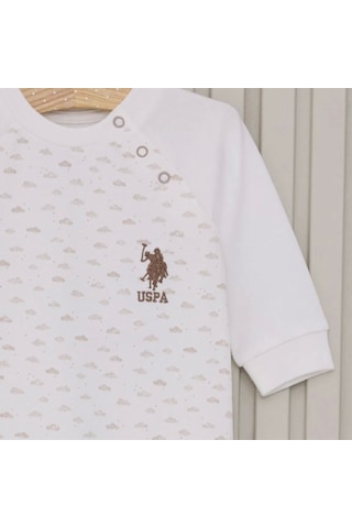 U.S. Polo Assn. Erkek Bebek Uzun Kol Patiksiz Tulum Usb2025 Krem Krem