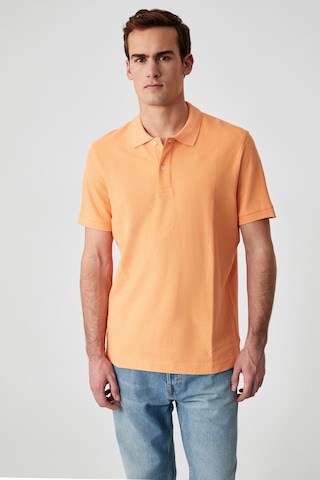 Grimelange ZEKE Erkek Polo Yaka Relaxed Fit Patlı Düğmeli Kısa Kollu Turuncu T-Shirt