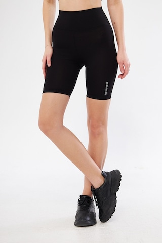 Lesa Wear Fitilli Yüksek Bel Likralı Toparlayıcı Kısa Şort Tayt Siyah