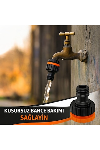 Musluk Adaptörü 1/2'' - 3/4'' Bahçe Sulama Musluk Ucu Bağlantı Aparatı 2 Adet Universal Uyum 1