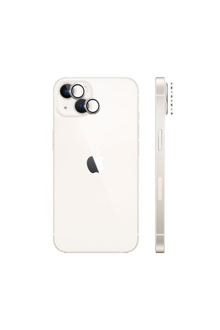 Safeus Safir Temperli Kamera Lens Koruyucu Apple Uyumlu iPhone 13 Ve Mini İle Beyaz