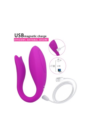 Erofoni Uzaktan Kumandalı Usb Şarjlı Su Geçirmez Çift Motorlu Teknolojik 12 Hız Titreşimli Realistik Purple Vibratör