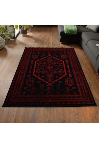 Yağcıbedir Afgan Türkmen Otantik Desenli Dokuma Bordo Oturma Odası Salon Mutfak Halısı 3671h Zs47 Bordo