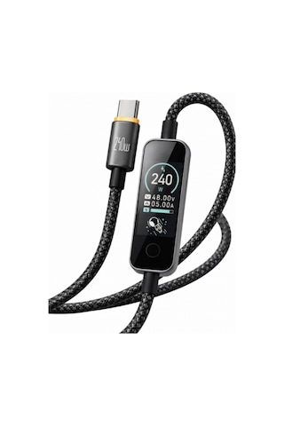 Mcdodo Ca-8750 240w Typ-c To Typ-c Tft Ekranlı Şarj Kablosu 1.2 M Siya