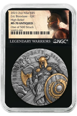 Agakulche Eric Kanlı Balta Altın Kaplama Ngc Sertifikalı Gümüş Sikke Coin