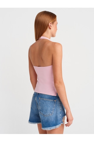Dilvin 31753 Halter Yaka Top-toz Pembe Toz Pembe