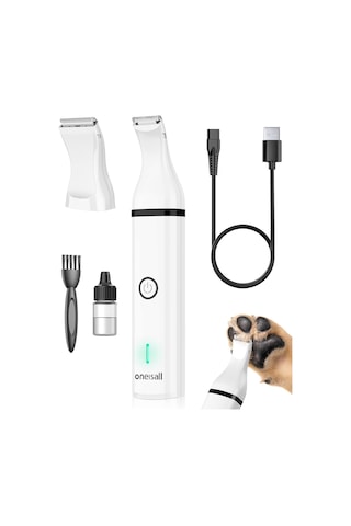 Oneisall Köpek Tırnak Ve Tüy Kesme Makinesi, Sessiz Usb Şarjlı, Çift Başlıklı Traş Aleti Erkek Bakım Ürünleri Beyaz 189436819