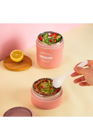 Porsima 66720 Çelik Yemek Termosu Lunch Box Yemek Kabı Pembe 710m