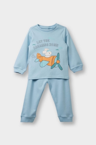 Defacto Erkek Bebek 4lü Pijama Takımı Araç Baskılı Uzun Kollu Üst Uzun Alt F0552a525aube526 Mavi