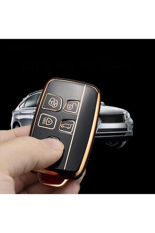 Lüx Land Rover Range Rover Vouge Uyumlu Sport Nano Anahtar Kılıfı Siyah Gold Altın Renk