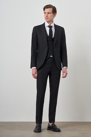 Morven Erkek Siyah Trend Yelekli Slim Fit Sivri Yaka Takım Elbise 25mc001069001 Siyah