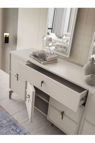 Ay Işığı Çekmeceli Dolaplı Aynasız Büfe Konsol 180x47x82cm Kum Beji