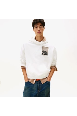 Tommy Hilfiger 90s Washed Photo City Erkek Beyaz Sweatshirt Dm0dm22090 Beyaz