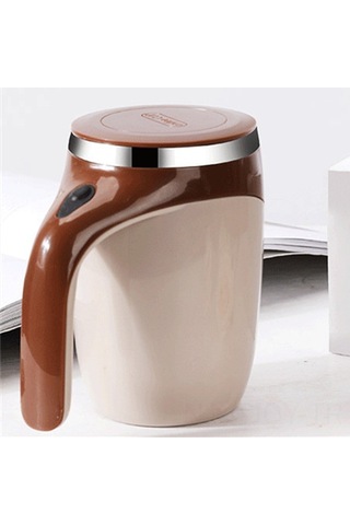 Youmex Usb Şarjlı Otomatik Manyetik Karıştırıcı Bardak, Paslanmaz Çelik, 380ml, Kahve Rengi, Ev Kullanıma Uygun, Pratik Ve Dayanıklı Kahverengi