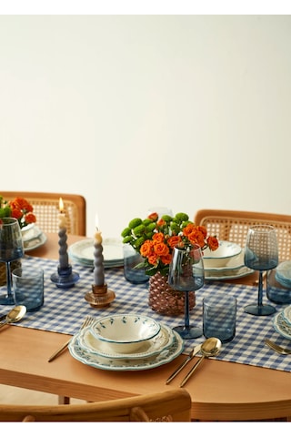 Bella Maison Mabel Stoneware 24 Parça 6 Kişilik Yemek Takımı Mavi Mavi