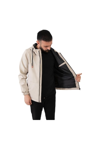 Freemen Erkek Taş Içi Astarlı Kanguru Cepli Su Ve Rüzgar Geçirmez Kapüşonlu Cepli Yağmurluk Taş