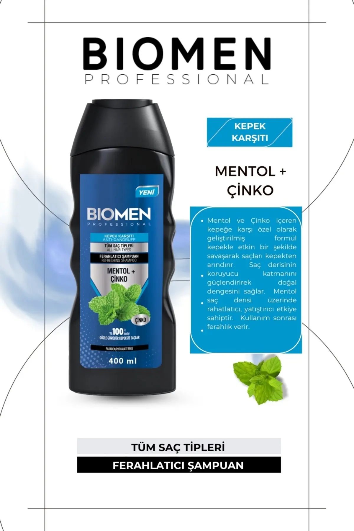 Professional Mentol&çinko Kepek Karşıtı Ferahlatıcı Şampuan 400 Ml Tüm Saçlar