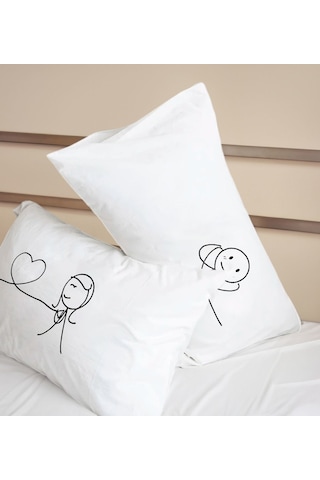 Bk Gift Sevgili Tasarımlı Pamuklu 2 Li Yastık Kılıfı Seti-4 50x70cm , Sevgiliye , Ev si, Tasarım Ev Tekstili
