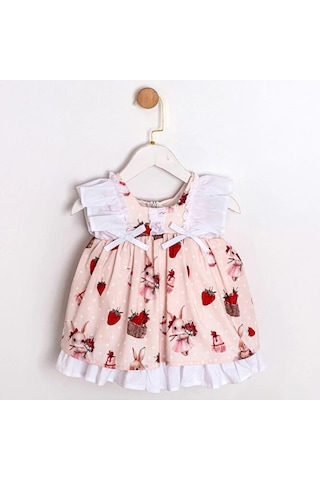 Sugar Plum Fırfır Kollu Kız Bebek Elbisesi Pembe